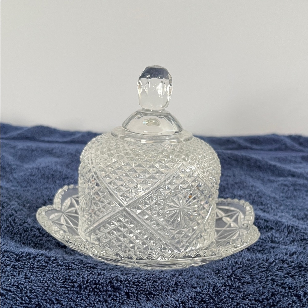 Avon Crystal Patterned Butter Dish with Lid